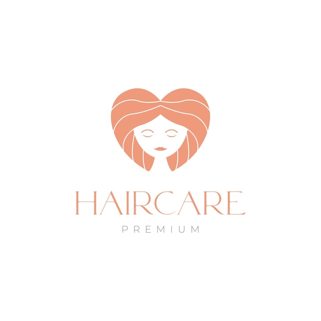 Rostro de mujer con diseño de logo de cabello de amor