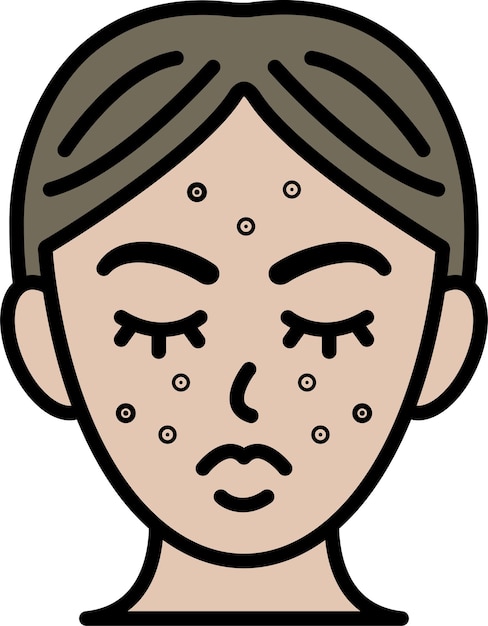 El rostro de la mujer está cubierto de acné.