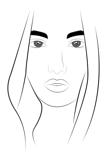 Vector el rostro de una mujer joven vector retrato minimalista de una niña sobre un fondo blanco