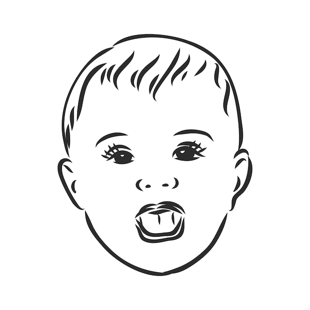 Rostro de niña dibujo vectorial dibujo de vector de retrato de niño