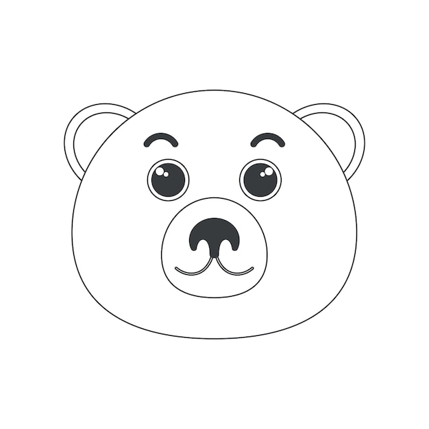 El rostro de oso pardo es lindo, los animales salvajes son grandes, la cabeza es de forma simple.