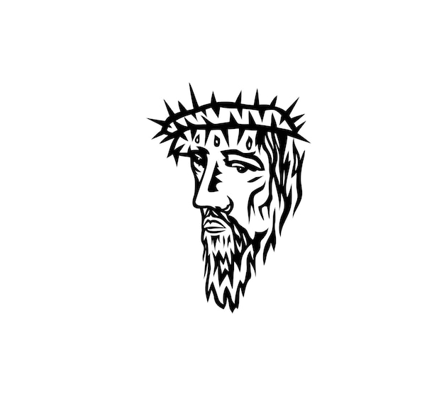 El rostro del señor jesús en la cruz diseño vectorial de arte