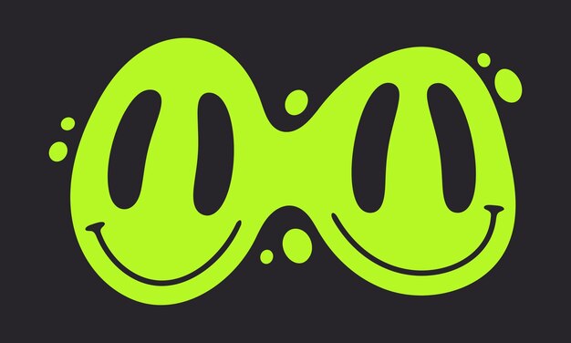 Rostros cómicos felices emoji sonrientes mascota divertida retro con expresiones faciales sonrientes ilustración vectorial plana personaje emoji de dibujos animados sonriente