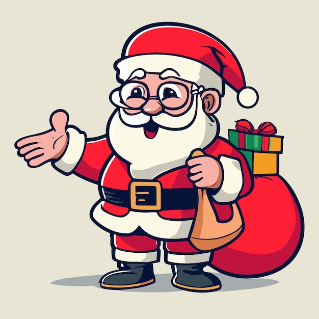 Vector rostros de papá noel e ilustración vectorial de todo el cuerpo