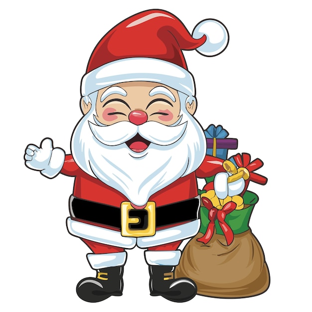 Rostros de Papá Noel e ilustración vectorial de todo el cuerpo