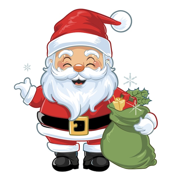 Rostros de Papá Noel e ilustración vectorial de todo el cuerpo