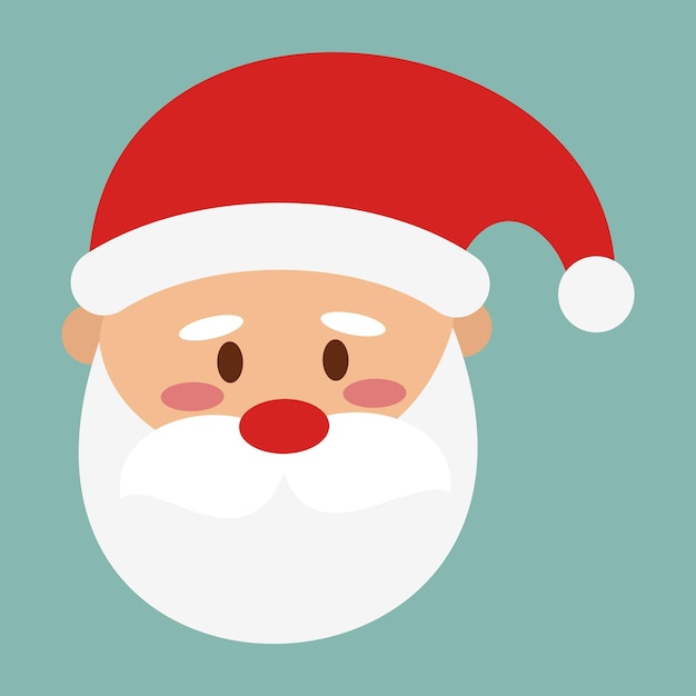 Rostros simples de Papá Noel en una ilustración plana al estilo navideño