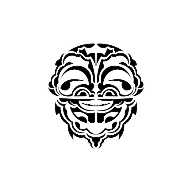 Rostros vikingos en estilo ornamental Patrones tribales maoríes Adecuado para impresiones Aislado sobre fondo blanco Vector de ornamento negro