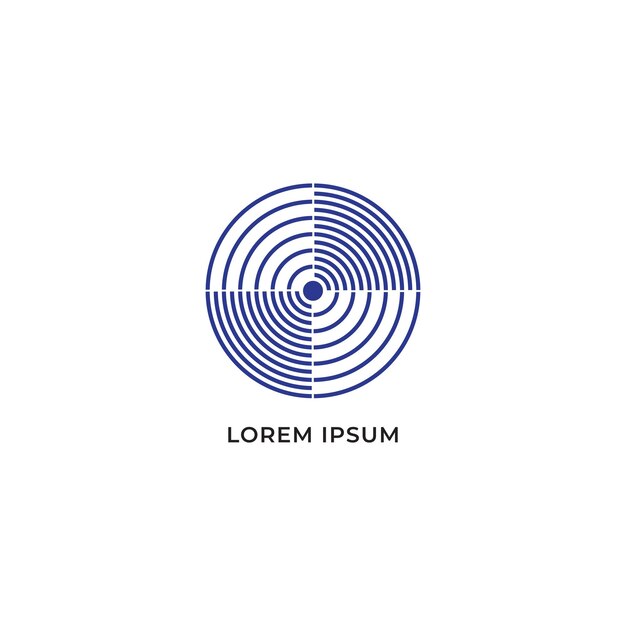 Rotación de disco u onda de señal que se propaga ilustración vectorial aislada en plantilla de diseño de icono de logotipo azul de fondo blanco