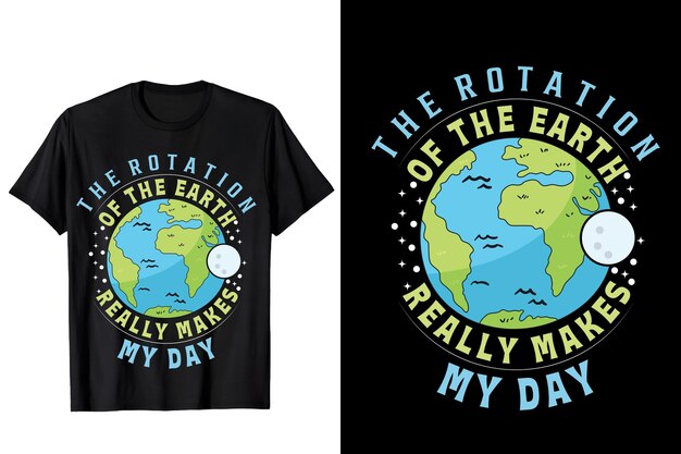 la rotación de la tierra creatividad colorida tipografía personalizada diseño de camiseta negra