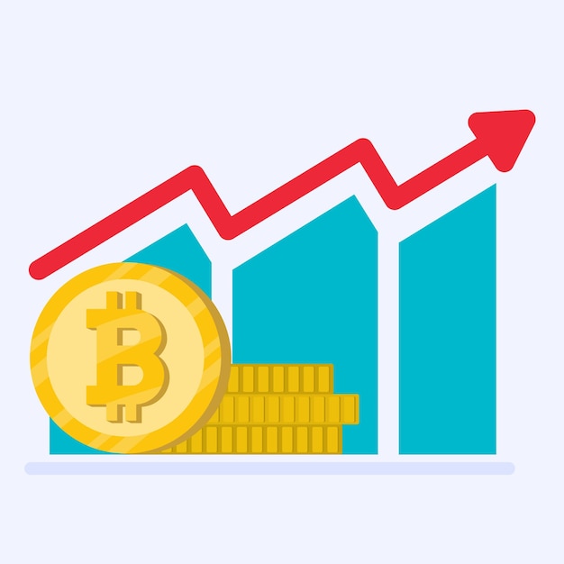 Rotafolio creciente gráfico Bitcoin moneda digital cryptocurrency