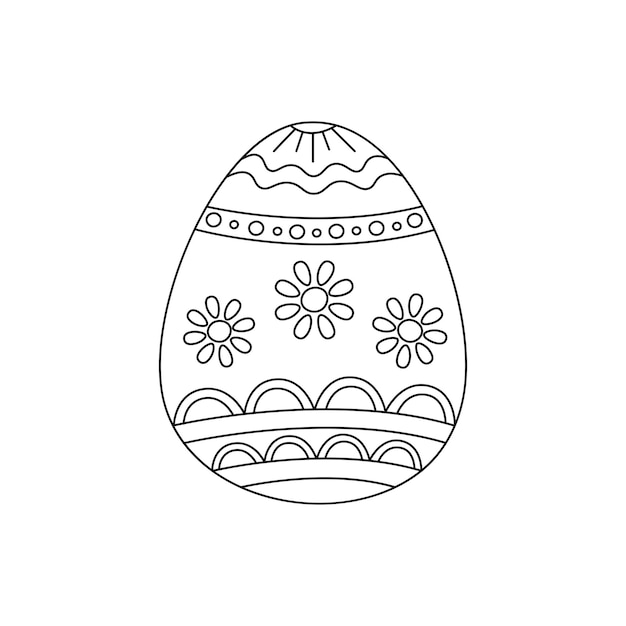 Roteo de huevo de pascua en blanco y negro para colorear ilustración vectorial huevo de pascua decorativo festivo