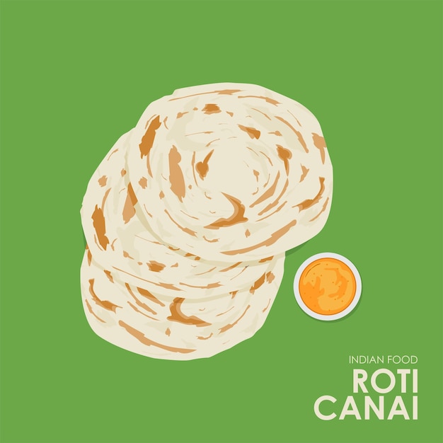 Vector roti canai ilustración cocina india vector stock