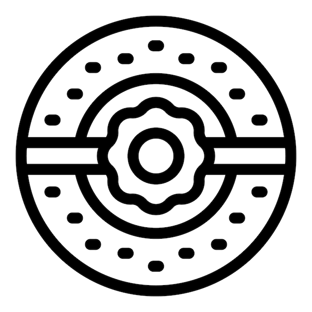El rotor del disco de freno del automóvil muestra el icono de la línea de ranura del indicador de desgaste