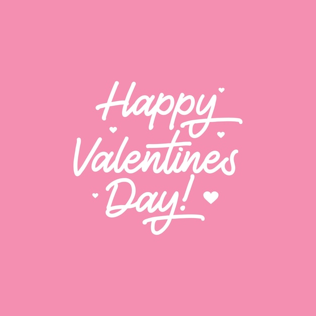 Rotulación banner de feliz día de San Valentín. Vector ilustración plana. Cartel con texto de caligrafía escrita a mano, aislado sobre fondo rosa.