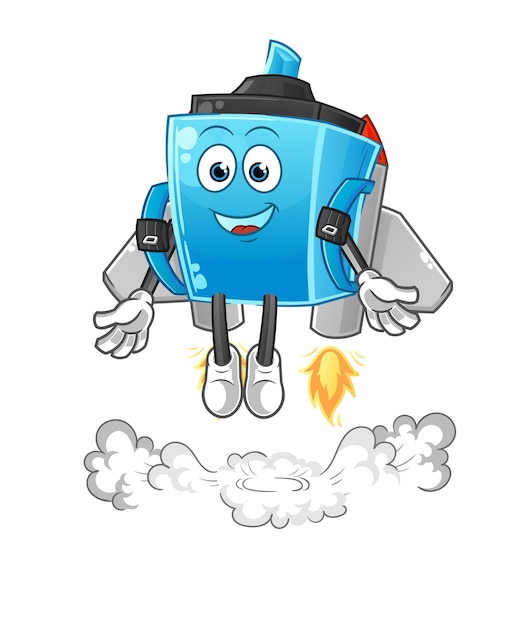 Rotulador con mascota jetpack. vector de dibujos animados