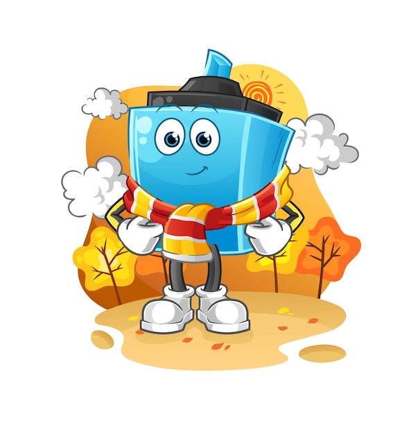 Rotulador en el vector de mascota de dibujos animados de otoño