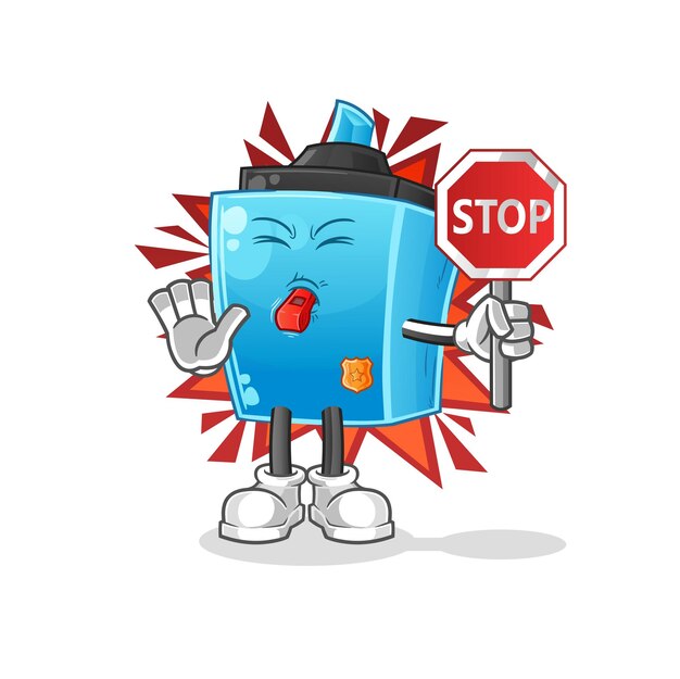 Rotulador con vector de mascota de dibujos animados de señal de stop