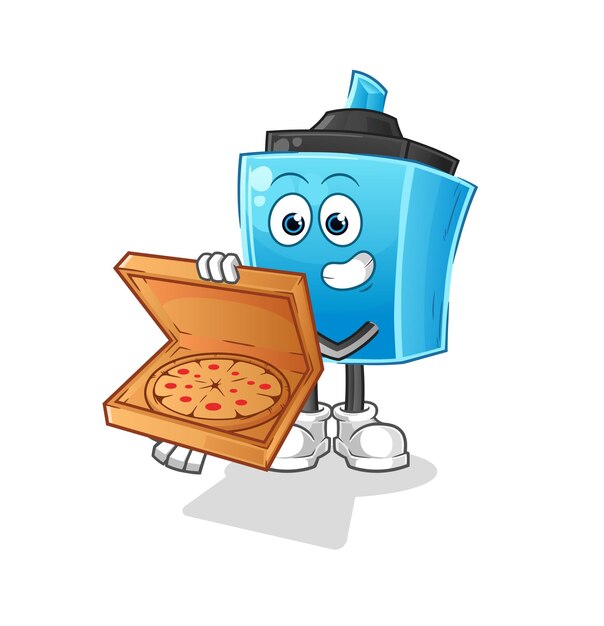 rotulador vector de repartidor de pizza. personaje animado