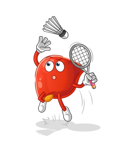 Rotura de hígado en vector de mascota de dibujos animados de dibujos animados de bádminton