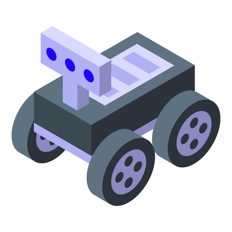 Vector el rover de exploración se mueve en la superficie de un planeta alienígena recopilando información.