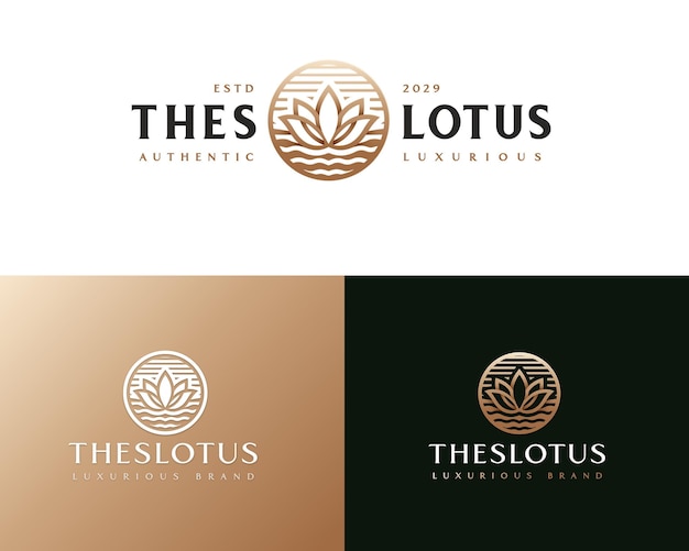 Royal elegante flor de loto de lujo estética plantilla de logotipo para empresa de negocios
