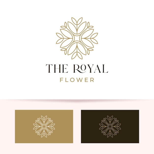 Royal Flower Line Logo Icono Vector Ilustración