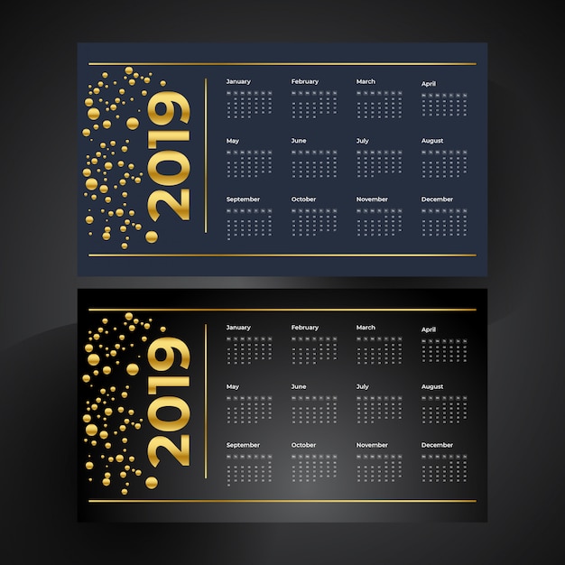 Vector royal golden & luxury año nuevo calendario