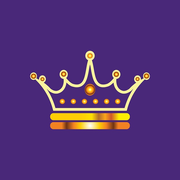 Royal king golden crown con plantilla de vector de fondo púrpura