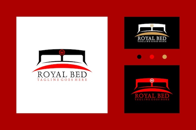 Royal vector bed logo icon vector interior hogar descanso dormir muebles cómodo noche ilustración