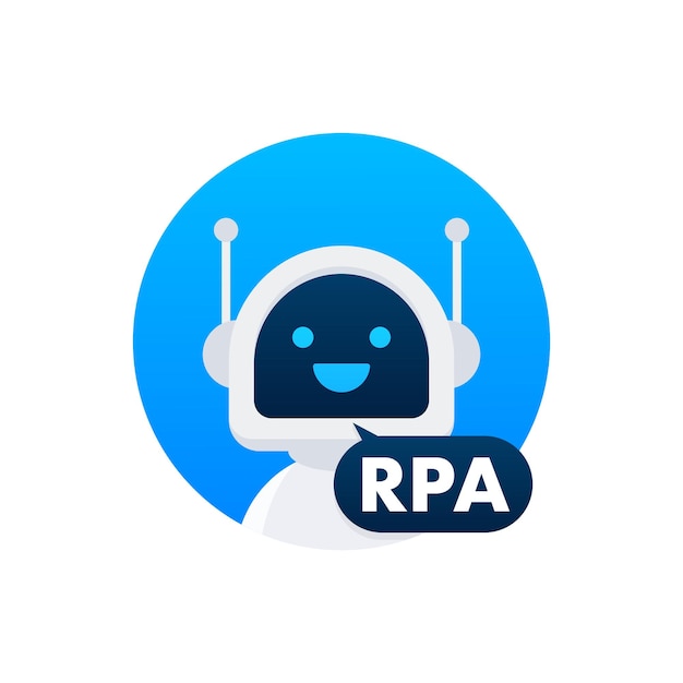 RPA Automatización de procesos robóticos Aprendizaje automático de inteligencia artificial Ilustración de stock vectorial