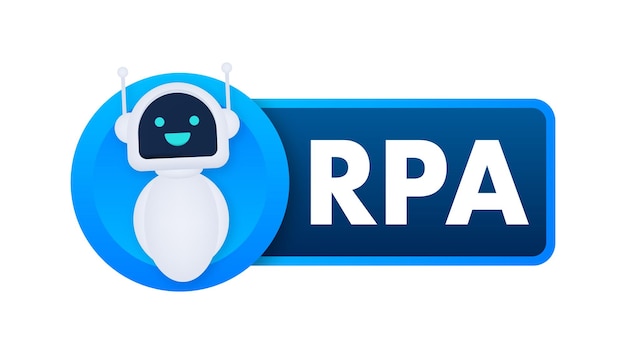 Rpa automatización de procesos robóticos aprendizaje automático de inteligencia artificial ilustración de stock vectorial