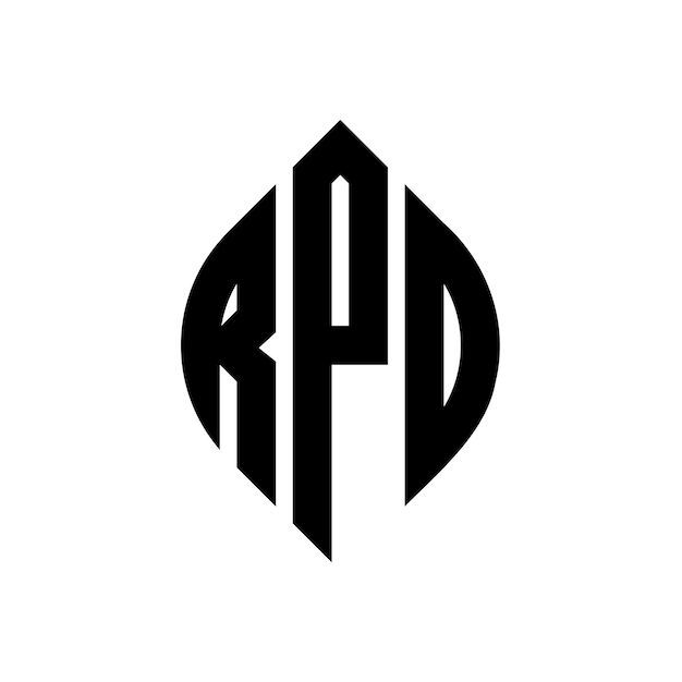 RPO diseño de logotipo de letra de círculo con forma de círculo y elipse RPO letras de elipse con estilo tipográfico Las tres iniciales forman un logotipo de círculo RPO círculo emblema monograma abstracto letra marca vector