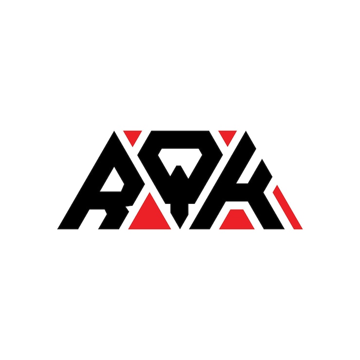 Vector rqk diseño de logotipo de letra triangular con forma de triángulo rqk triángulo diseño del logotipo monograma rqk vector triángulo plantilla del logotipo con color rojo rqk logotipo triangular sencillo elegante y lujoso logotipo rqk