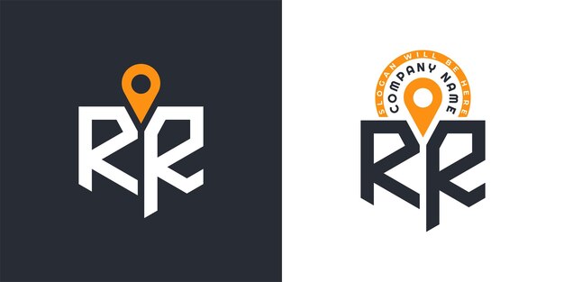 RR Lugar Logo Bundle Carta RR Logo Iconos de doble vector para el reclutamiento y la navegación