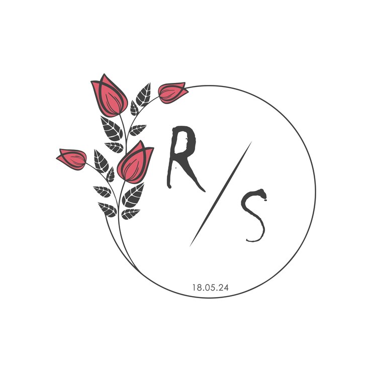 Vector rs monograma inicial algunas rosas círculo de boda con diseño creativo