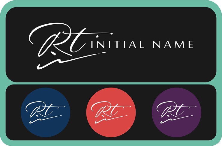 Rt R t escritura a mano inicial Rt escritura a mano inicial plantilla de logotipo de firma vector de letras de mano