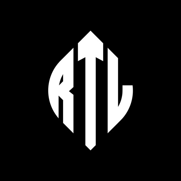 RTL diseño de logotipo de letras circulares con forma de círculo y elipse RTL letras elípticas con estilo tipográfico Las tres iniciales forman un logotipo de círculo RTL círculo emblema monograma abstracto letra marca vector