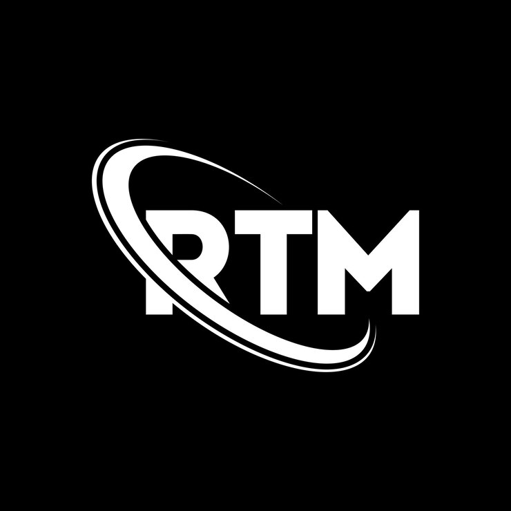 Vector rtm logotipo rtm letra rtm letra diseño logotipo iniciales rtm logo vinculado con círculo y mayúscula monograma rtm tipografía para negocios de tecnología y marca inmobiliaria
