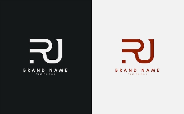 RU Elegante diseño de logotipo vectorial en color negro, blanco y rojo