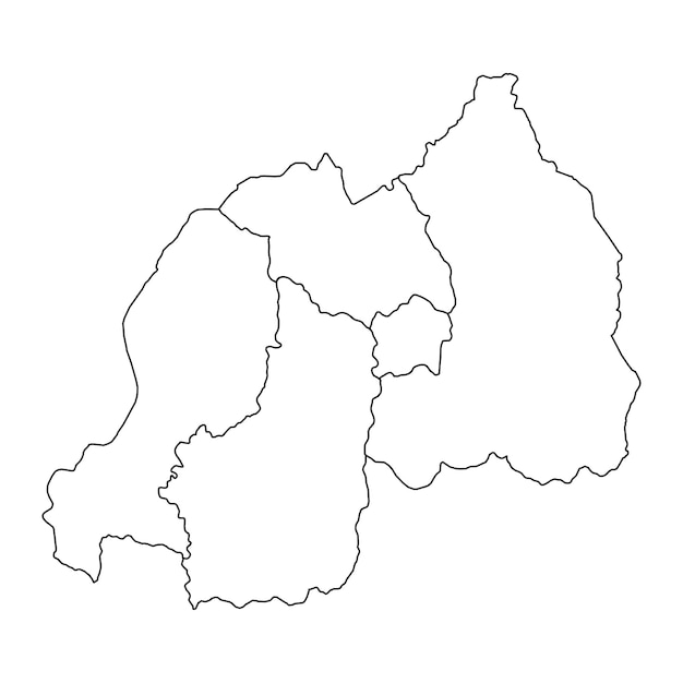 Ruanda con divisiones administrativas en el mapa Ilustración vectorial
