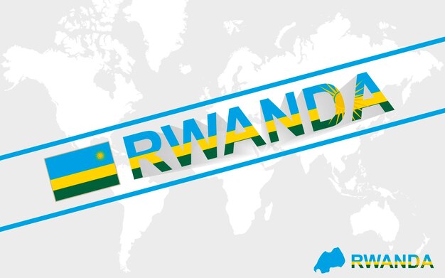 Ruanda mapa bandera y texto ilustración