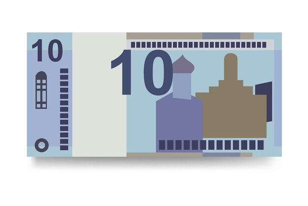 Rublo bielorruso Vector Ilustración Bielorrusia conjunto de dinero paquete de billetes Papel moneda 10 BYN