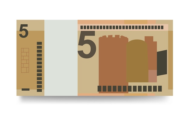 Rublo bielorruso Vector Ilustración Bielorrusia conjunto de dinero paquete de billetes Papel moneda 5 BYN