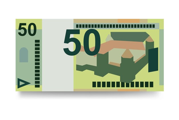 Rublo bielorruso Vector Ilustración Bielorrusia conjunto de dinero paquete de billetes Papel moneda 50 BYN