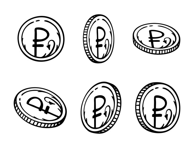 Vector rublo ruso moneda rusa sobre un fondo blanco ilustración vectorial