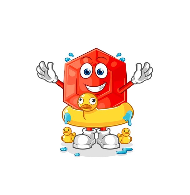 Ruby con vector de mascota de dibujos animados de pato boya de dibujos animados