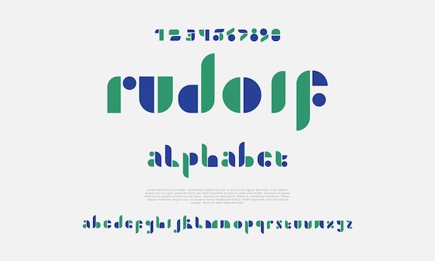 Rudolf fuente de alfabeto urbano moderno geométrico creativo Abstracto digital deporte de moda futurista