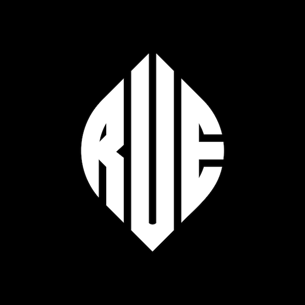 RUE diseño de logotipo de letras circulares con forma de círculo y elipse RUE letras elípticas con estilo tipográfico Las tres iniciales forman un logotipo de círculo RUE emblema de círculo Monograma abstracto letra marca vector