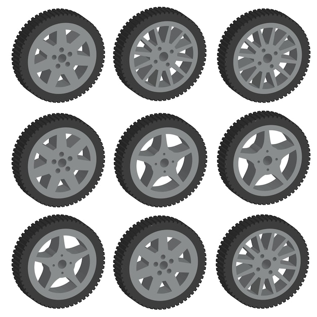 Rueda automotriz con llantas de aleación ilustración vectorial